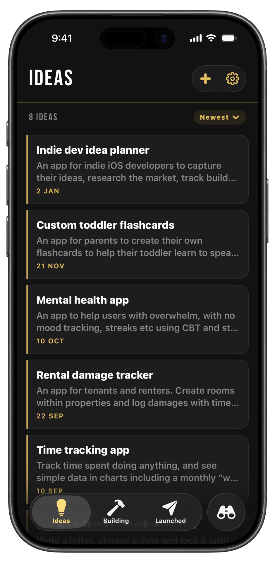 Foundry ideas screen